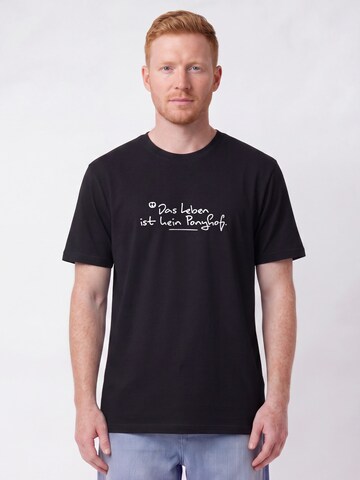 T-Shirt 'Das Leben Ist Kein Ponyhof' Watapparel en noir : devant