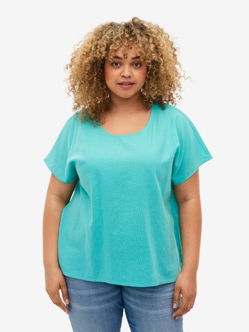 Camicia da donna 'VFLEX' di Zizzi in blu: frontale