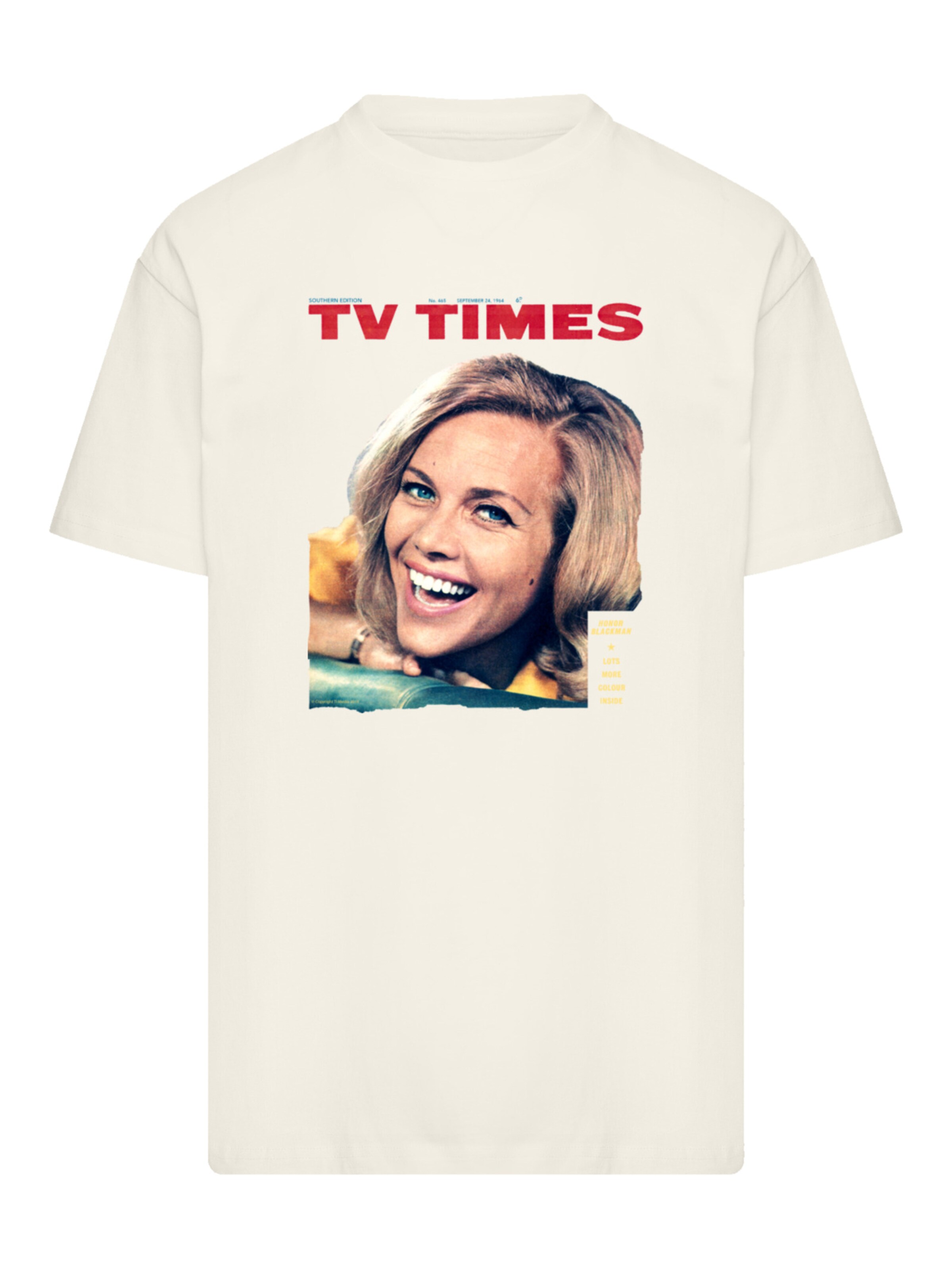 T-Shirt 'TV Times Honor Blackman 1964 Cover' F4NT4STIC en beige : devant