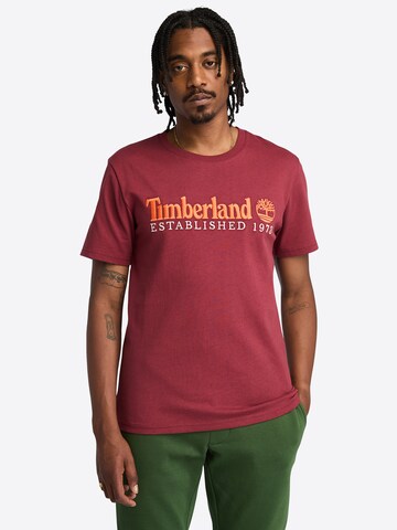 TIMBERLAND Majica 'Embroidery' | rdeča barva: sprednja stran