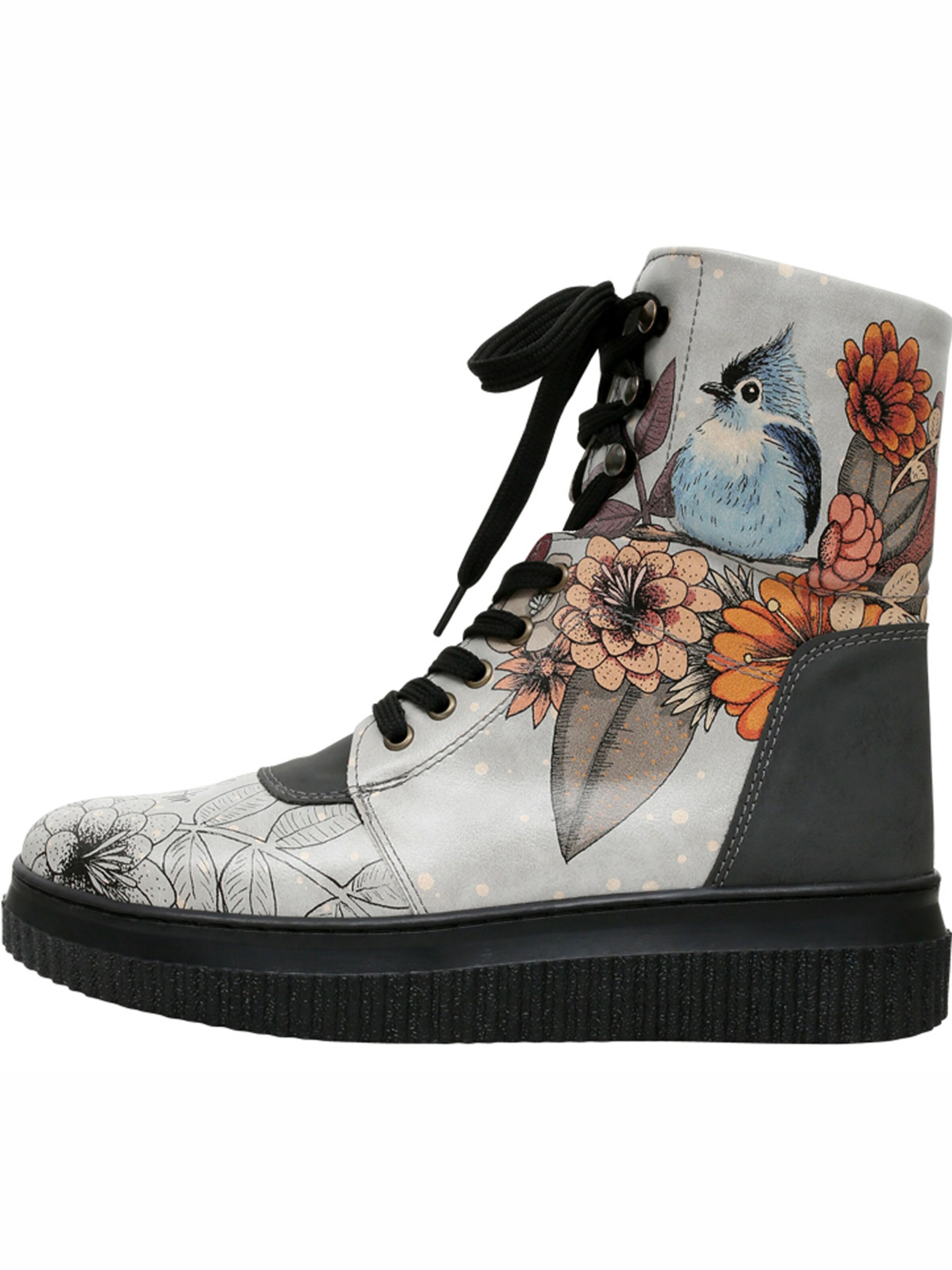 DOGO Schnürstiefel 'Magic In The Air'‌‌‌‌‌‌‌‌ in Grau: Vorderseite