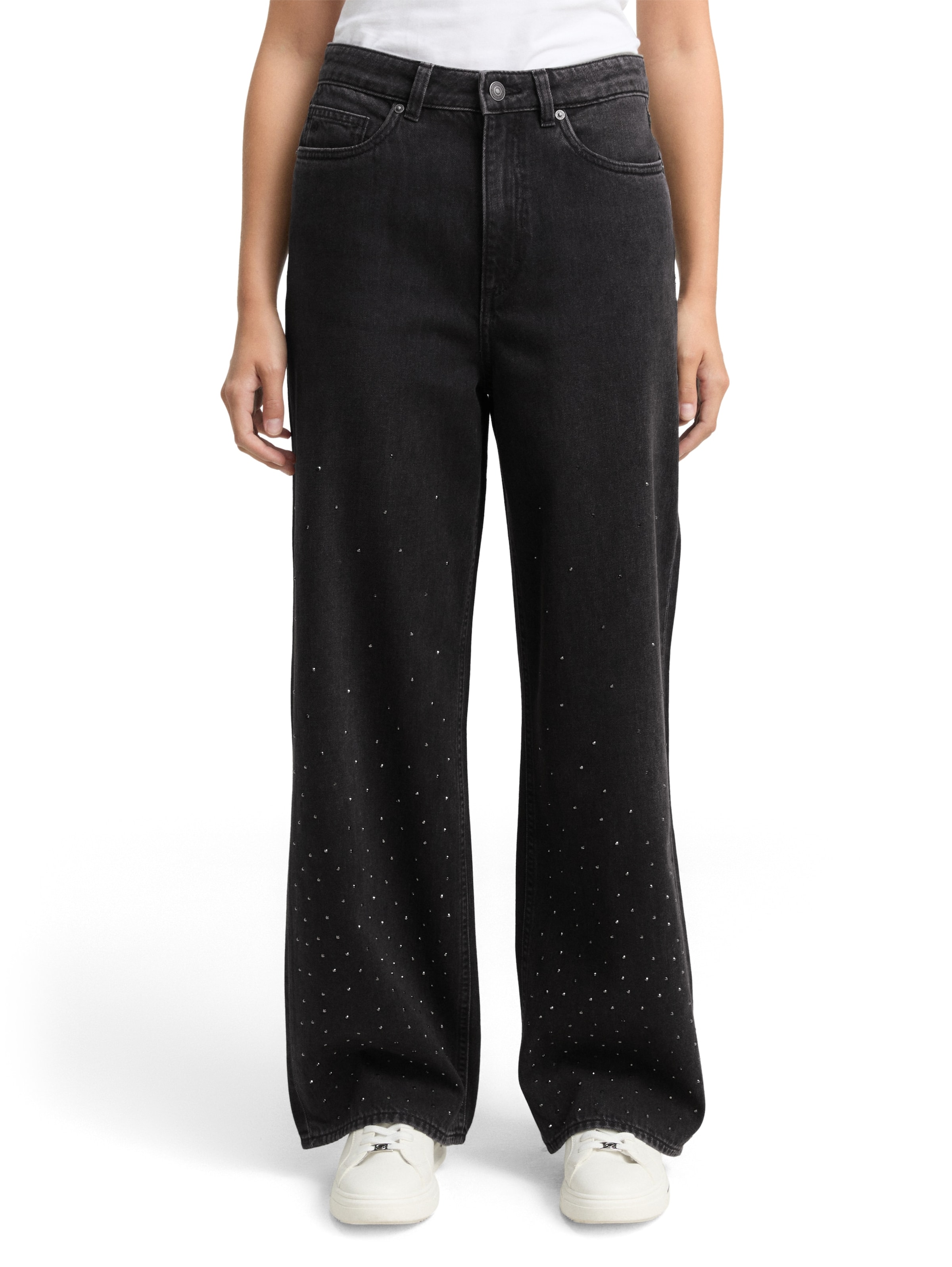 TOM TAILOR DENIM Wide leg Jeans in Black: front