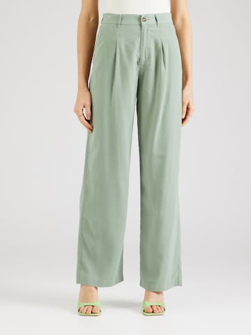 ONLY Wide leg Pleat-Front Pants 'ARIS' in Green: front