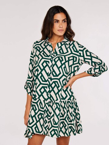 Apricot Shirt Dress in Green: front