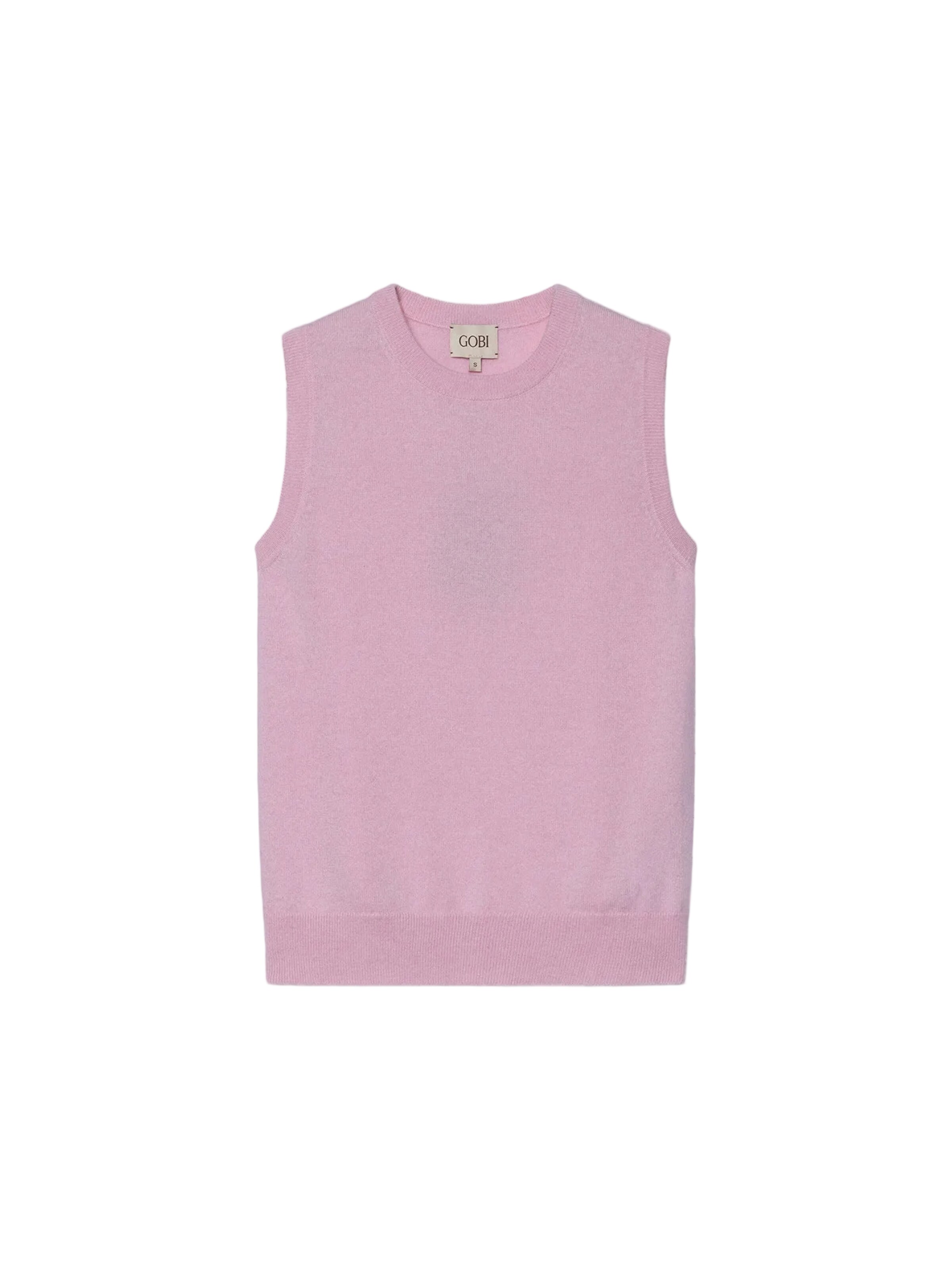 GOBI Cashmere Vest 'Timeless Cashmere Crewneck Vest' in Pink: front