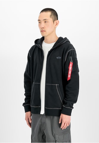 ALPHA INDUSTRIES Fleecejacke in Schwarz: Vorderseite