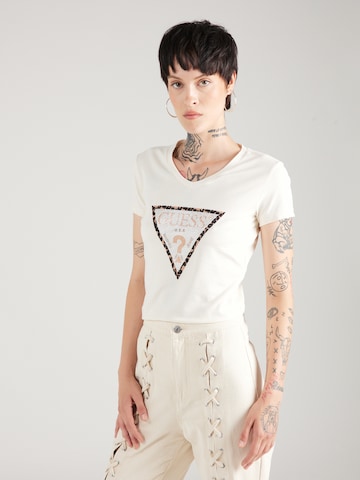 T-shirt GUESS en beige : devant