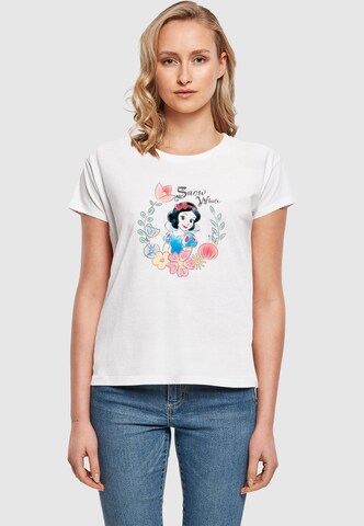 ABSOLUTE CULT Shirt 'Snow White - Flower Wreath' in Weiß: Vorderseite