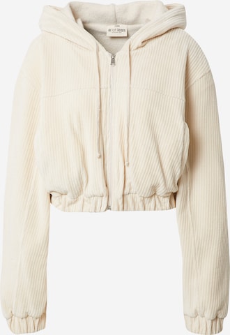 A LOT LESS Zip-Up Hoodie 'Cleo' in Beige: front