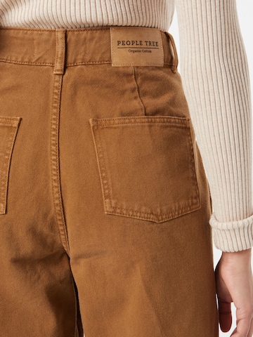 People Tree Tapered Pleat-Front Pants 'Alexis' in Brown