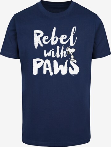 Merchcode Shirt 'Peanuts - Rebel with paws' in Blue: front