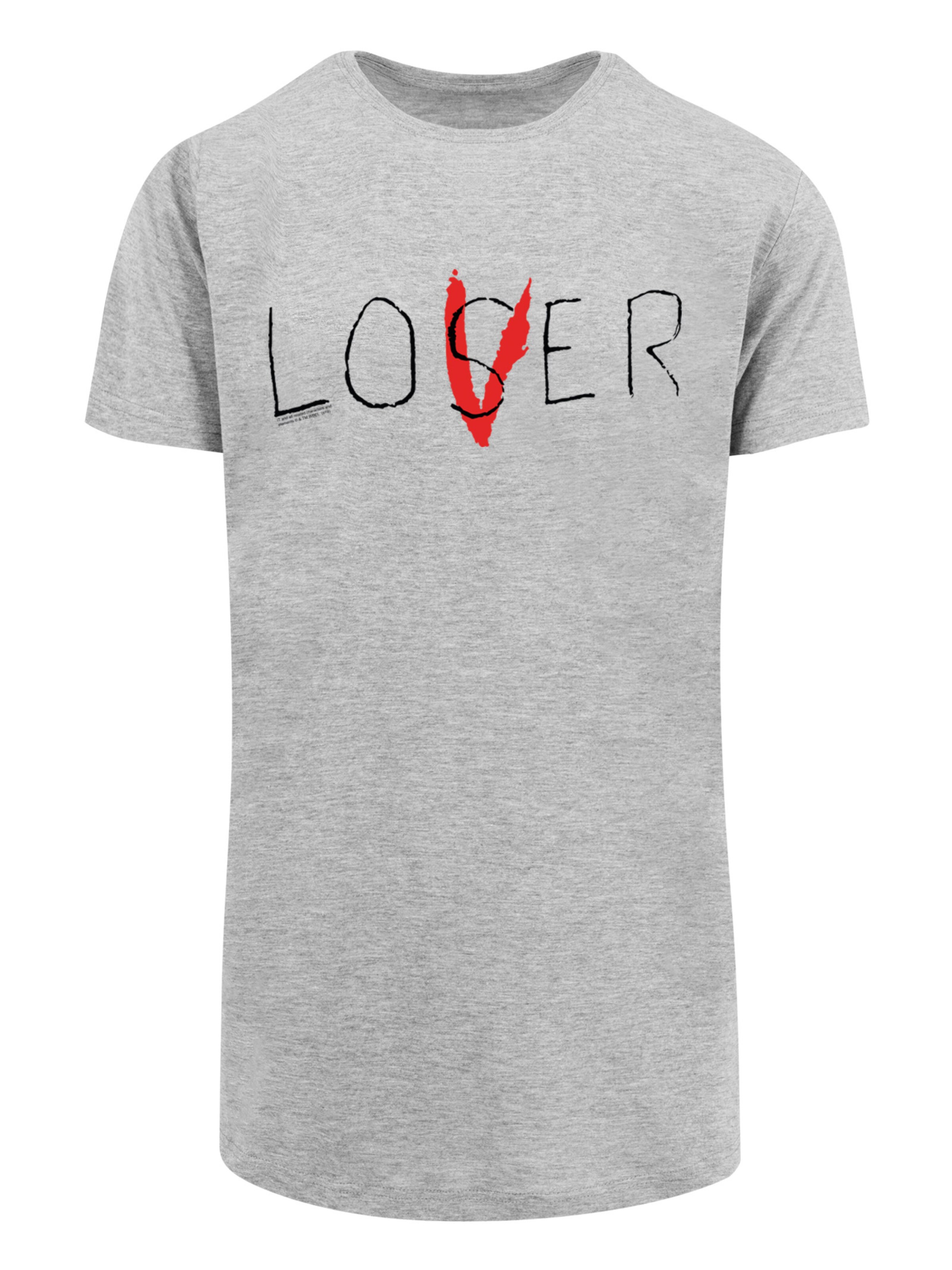 F4NT4STIC Shirt 'IT Loser Lover And IT 2017' in Grijs: voorkant