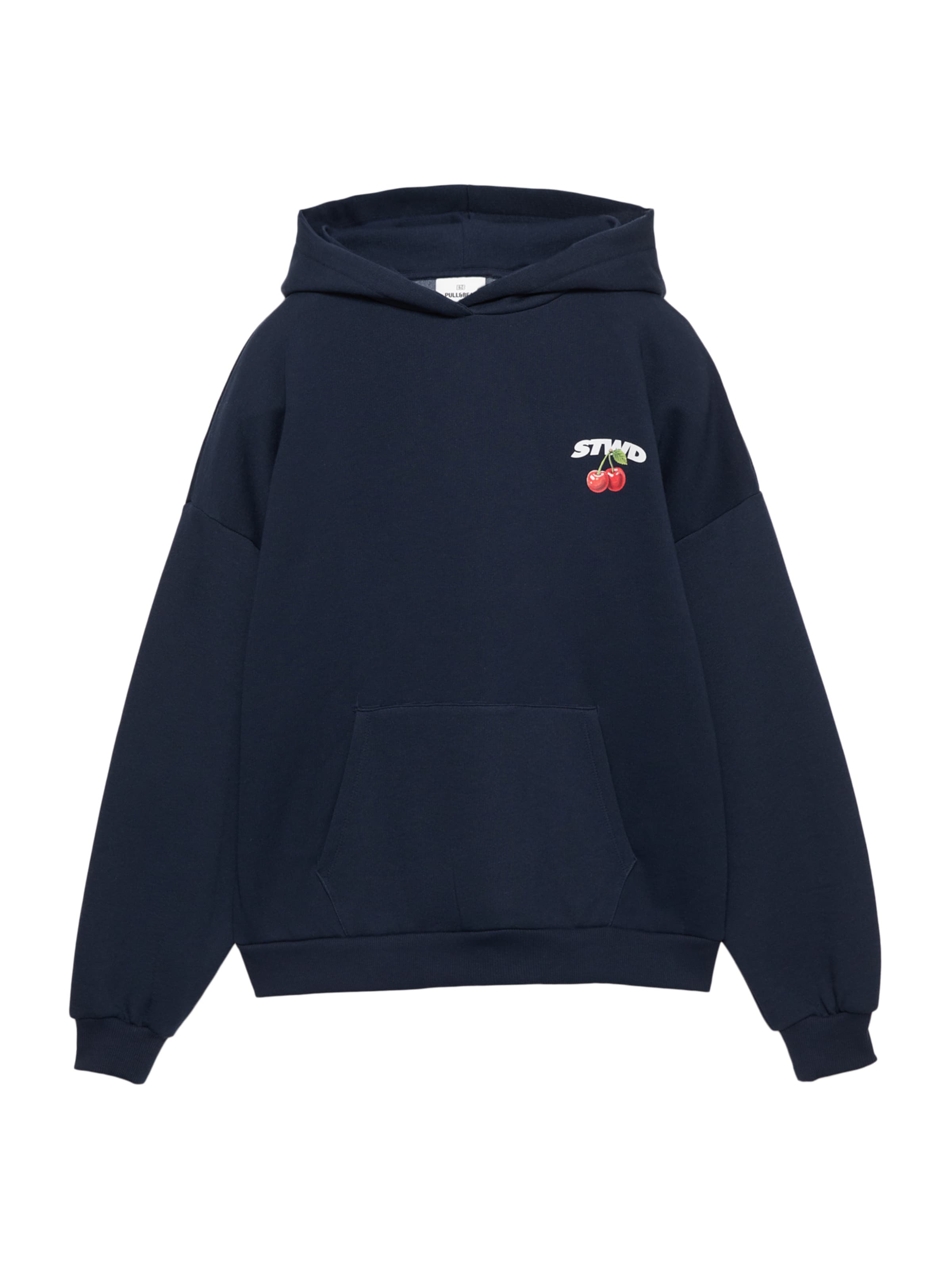 Pull&Bear Sweatshirt 'STWD LATA CHERRIES' in Blauw: voorkant