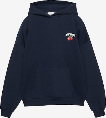 Pull&BearSweater majica 'STWD LATA CHERRIES' - plava boja: prednji dio