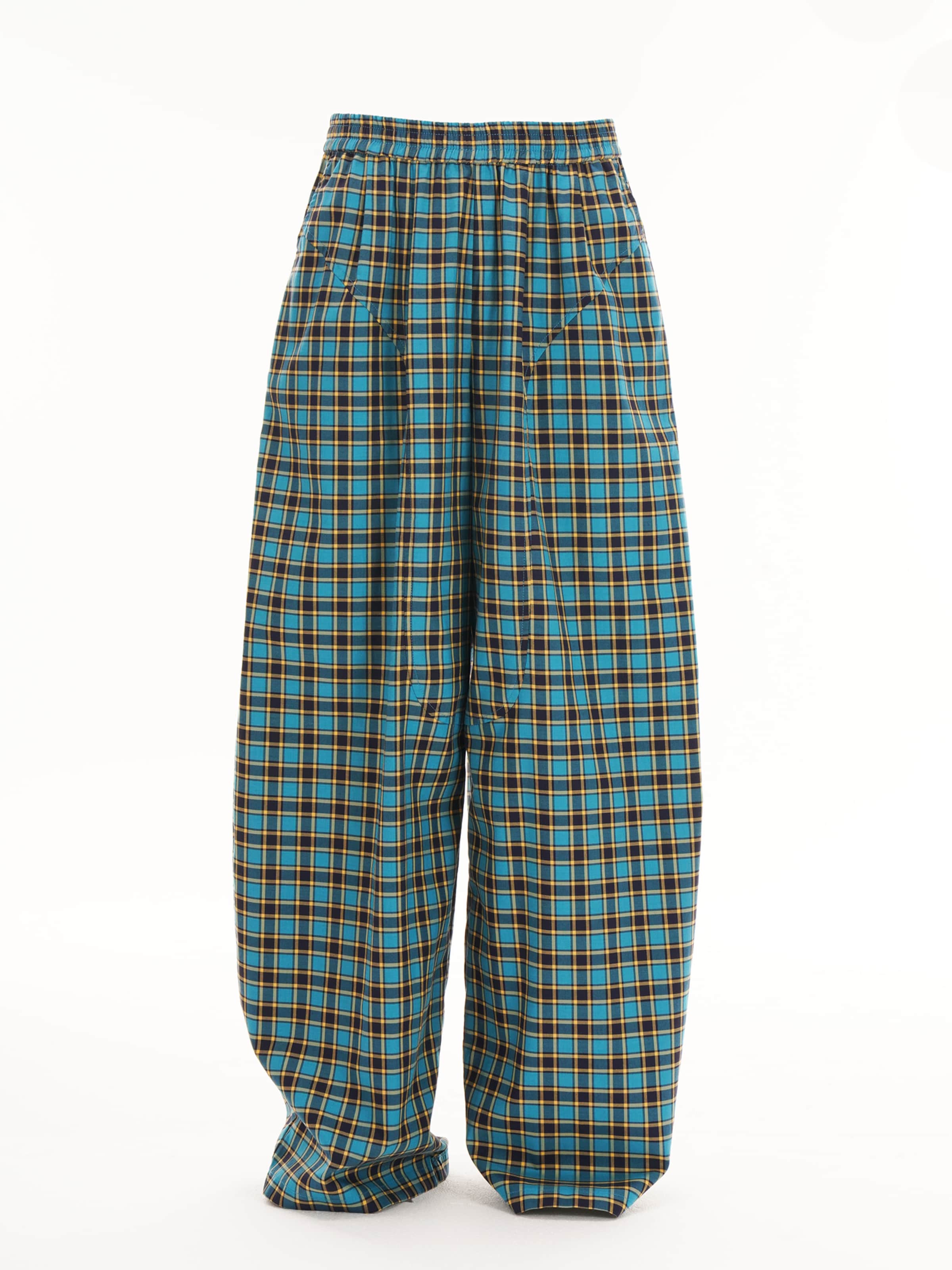 yoligex Regular Trousers 'YOLIGEX Lockere Karohose mit Gummibund' in Blue: front