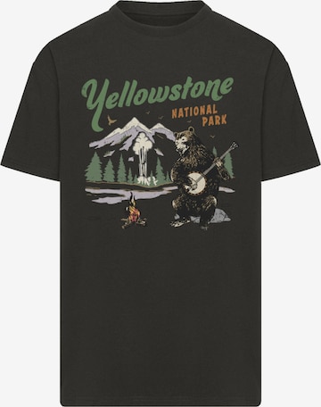 F4NT4STIC Shirt 'US National Parks Yellowstone Bear Playing Banjo' in Black: front