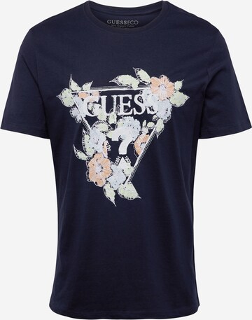 T-Shirt GUESS en bleu : devant