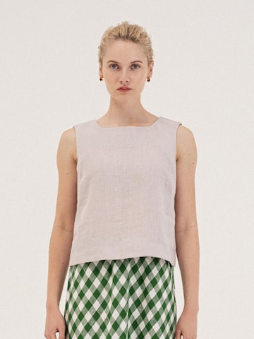AmourLinen Top 'Lucia' in Beige: voorkant
