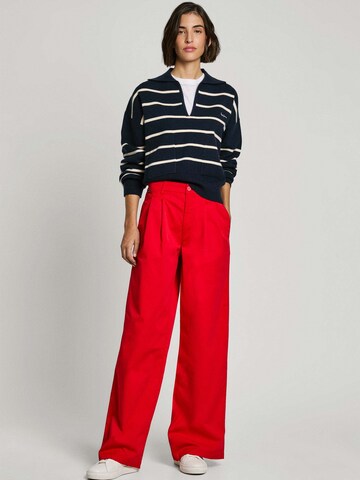 Pepe Jeans Wide leg Bandplooibroek 'Goa' in Rood