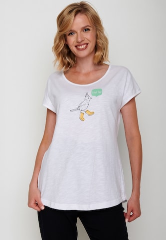 GREENBOMB Shirt 'Animal Bird Fine' in White: front