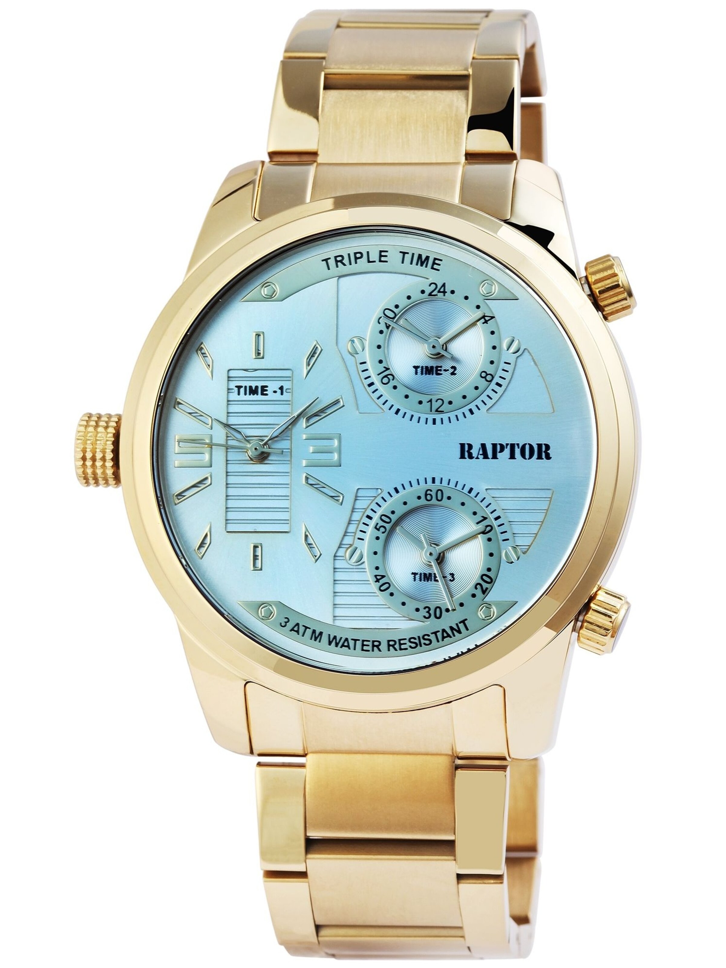 Raptor Analog Watch 'Fox, 5 ATM' in Gold: front