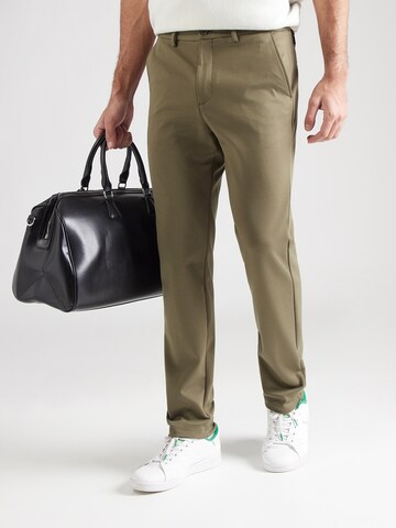 Lindbergh Slimfit Chinohousut 'Superflex' värissä vihreä: etupuoli