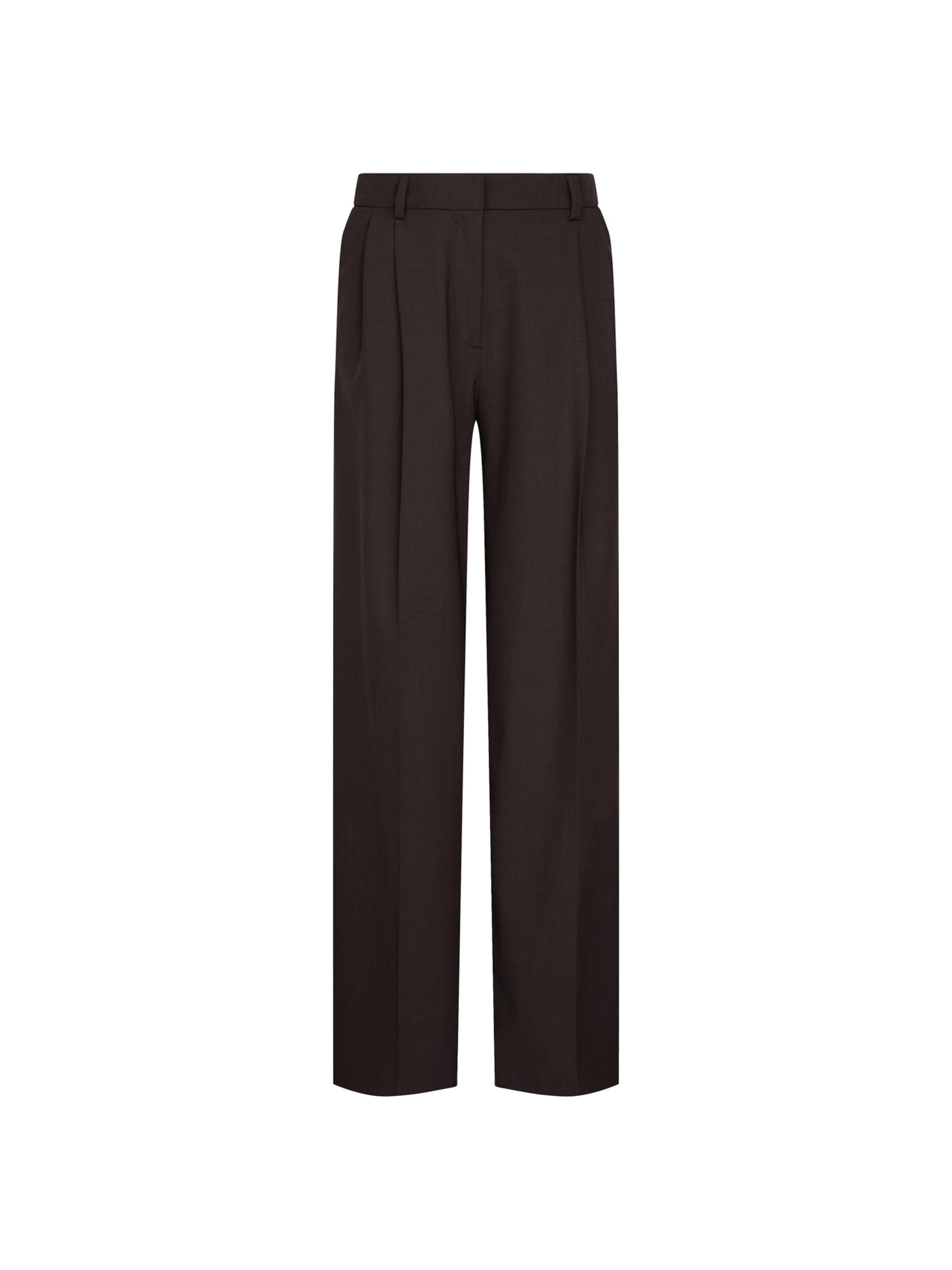 SEIDENSTICKER Wide leg Trousers with creases 'September Drop 252' in Brown: front