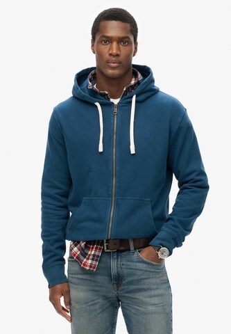 Superdry Sweat jacket 'Essential' in Blue: front