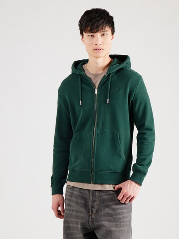 Superdry Кофта на молнии 'ESSENTIAL' в Зеленый: спереди
