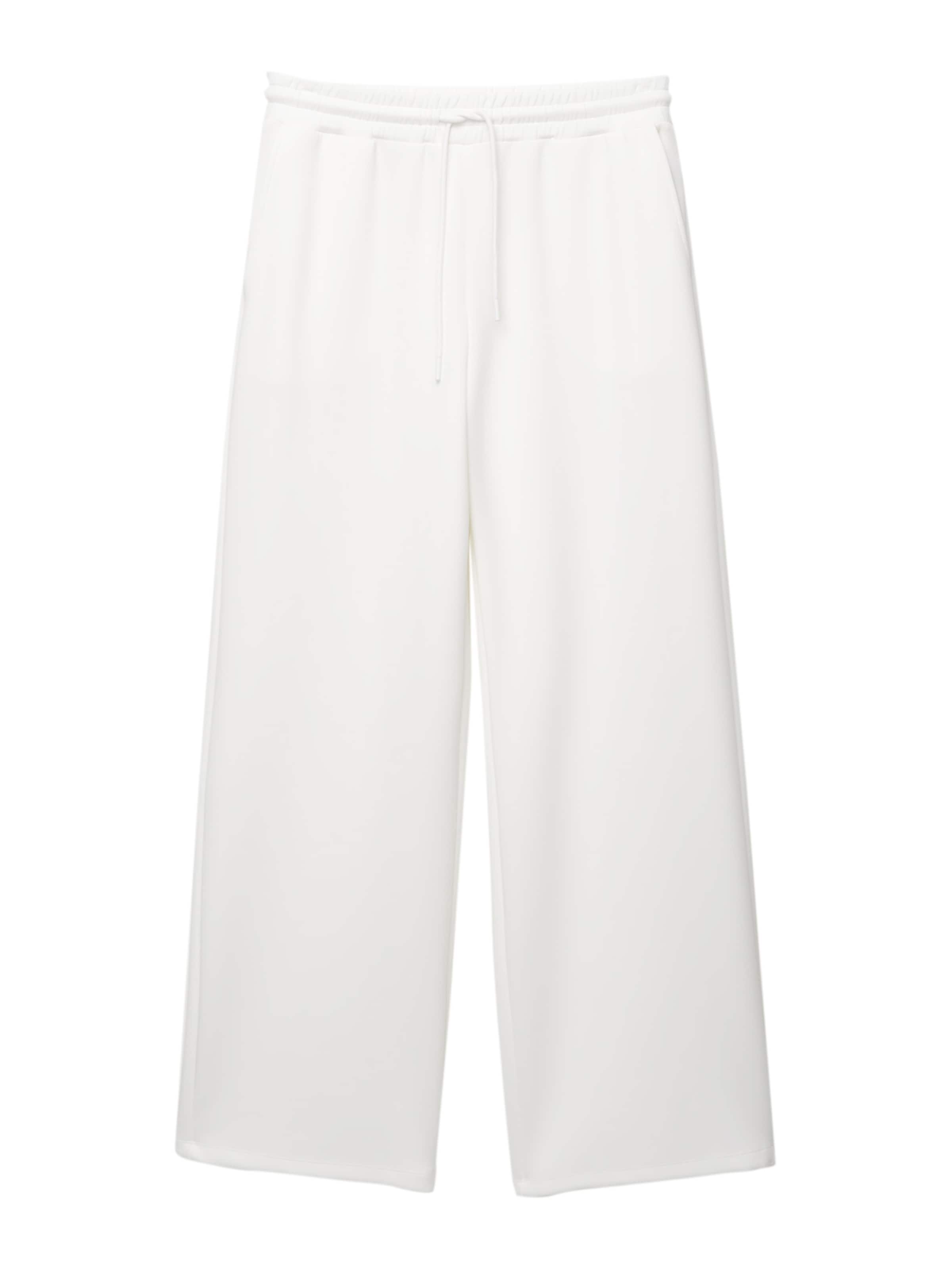 Pull&Bear Wide leg Trousers in White: front