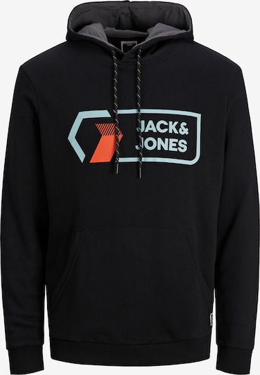 XS dydžio Megztinis be užsegimo 'Logan' iš JACK & JONES, spalva – mėtų spalva / oranžinė-raudona / juoda, Prekių apžvalga