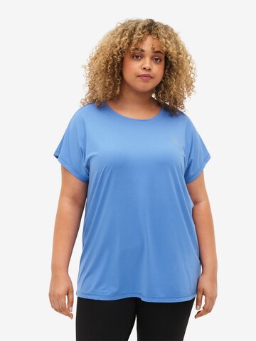 Active by Zizzi Shirt 'Abasic' in Blauw: voorkant