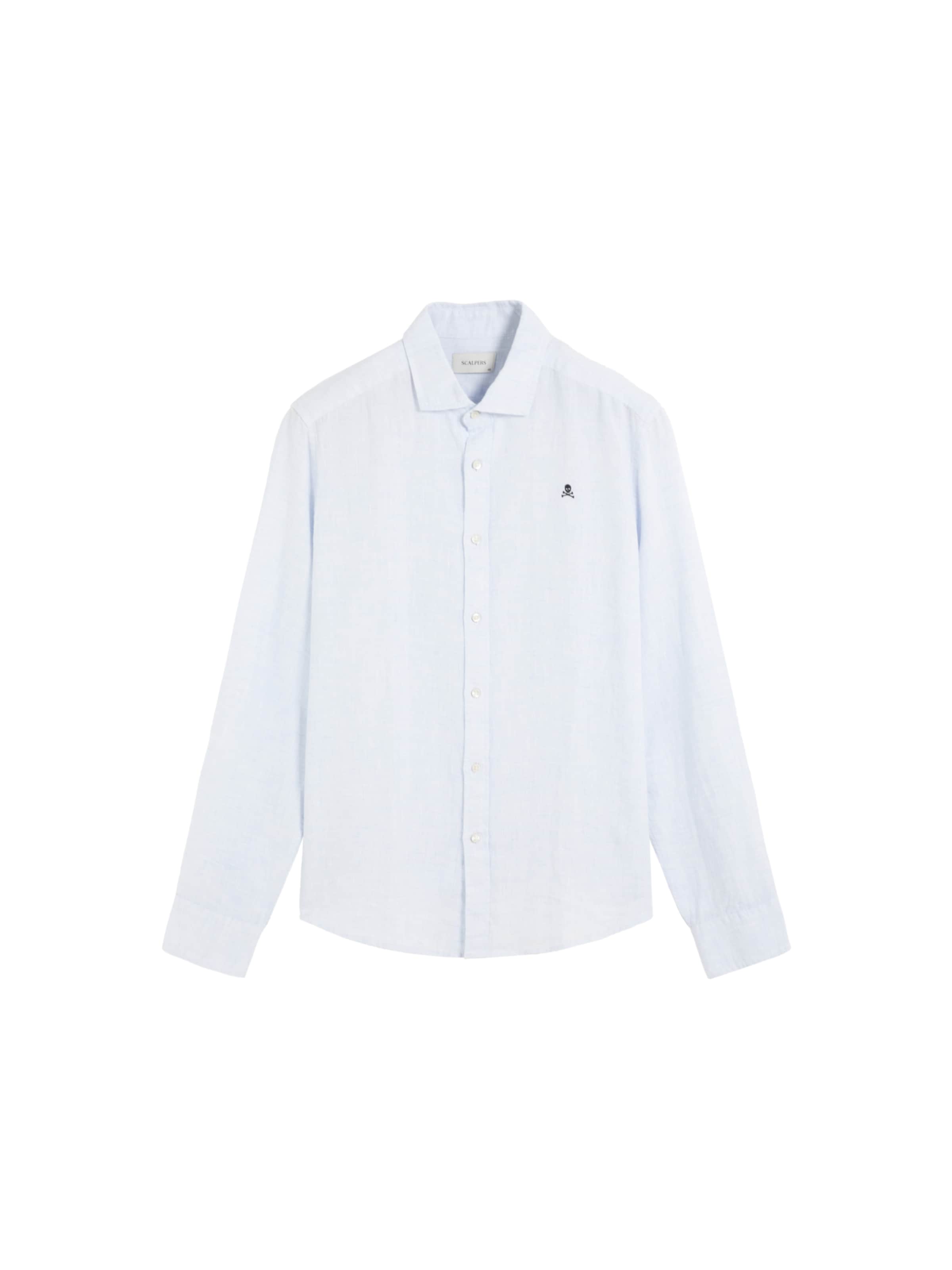 Scalpers Slim Fit Fancy Linen Shirt ' ' in Blau: Vorderseite