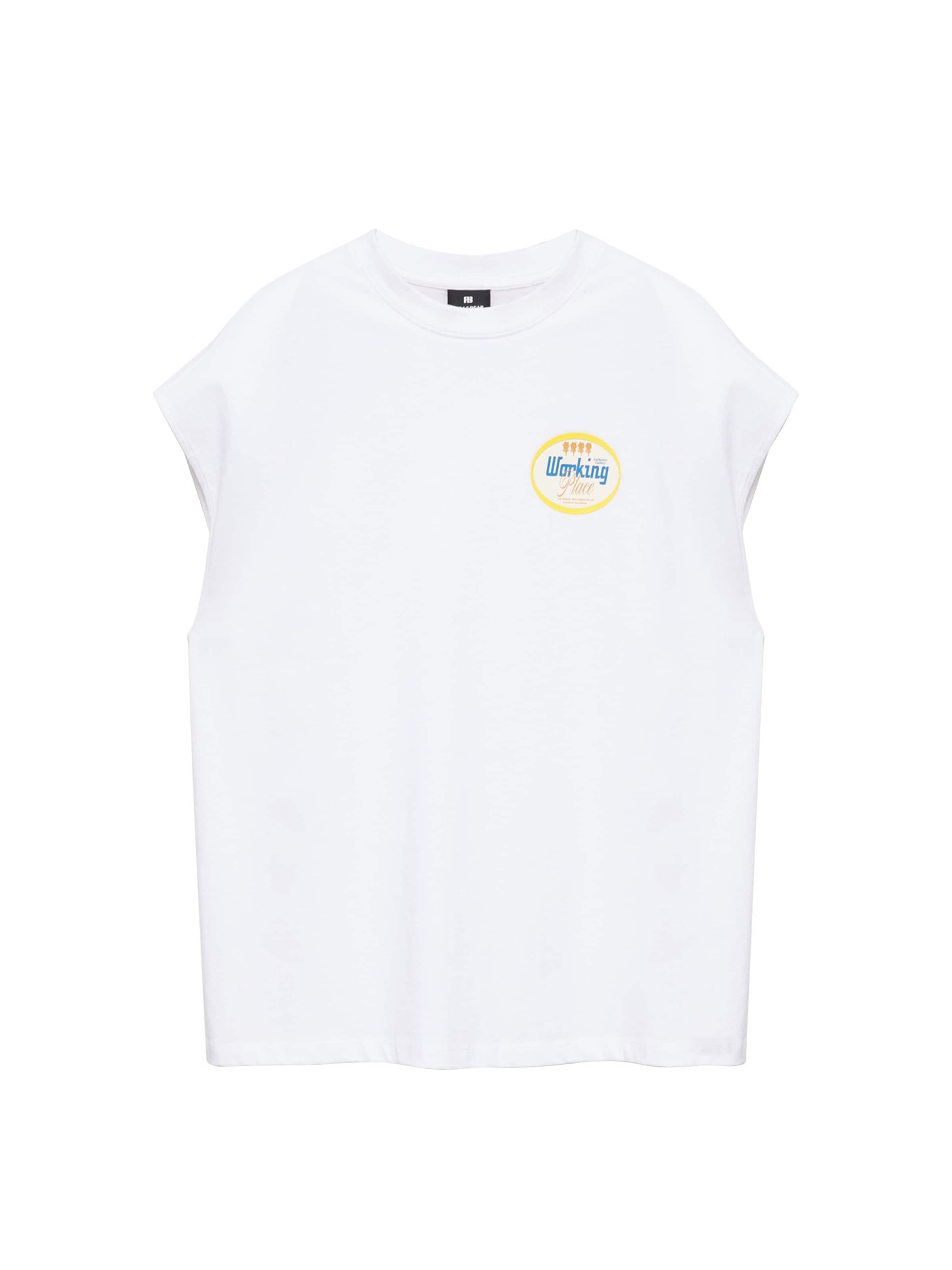 Pull&Bear Tričko 'WORKING PLACE', veľkosť XS - svetložltá / biela, Produkt