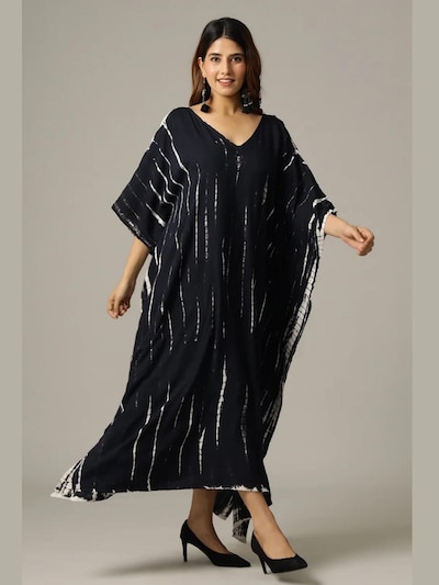 PfauGermany Oversizekleid 'Kaftan  Einheitsgröße .Brust- / Brustumfang – 170 cm . Länge 130 cm'‌‌‌ in schwarzmeliert, Produktansicht