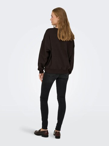 JDY Sweatshirt 'JDYMESA L/S O-NK EMB SWEAT' in Bruin