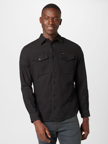 G-Star RAW Slim fit Button Up Shirt 'Marine' in Black: front