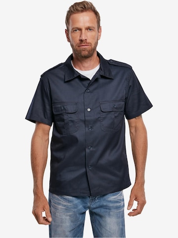Brandit Comfort fit Button Up Shirt in Blue