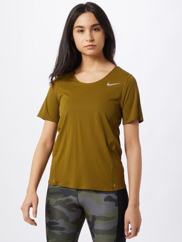 NIKE - Camisa funcionais 'City Sleek' em verde: frente