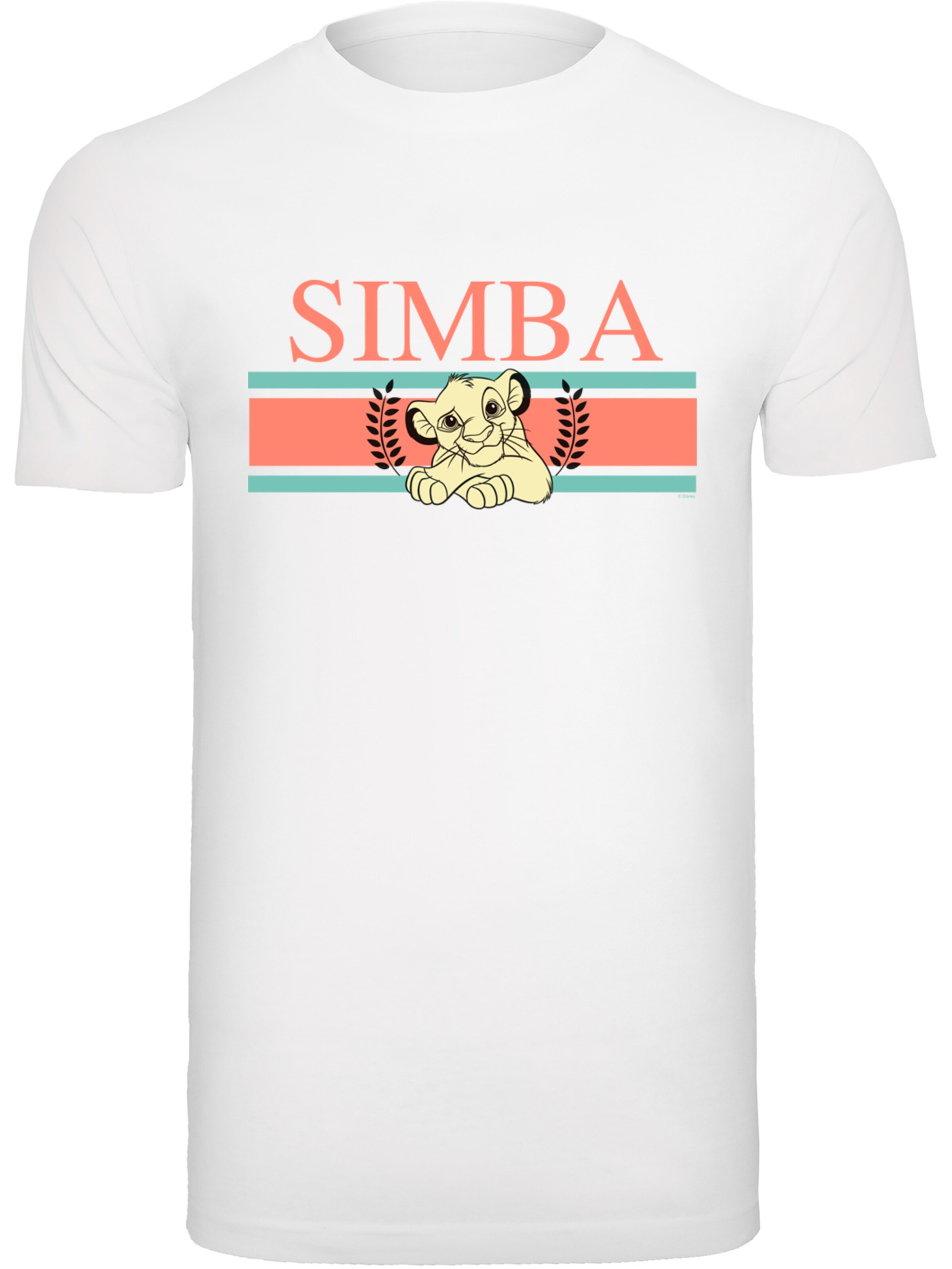 T-Shirt 'Disney König der Löwen Simba Stripes' F4NT4STIC en blanc : devant