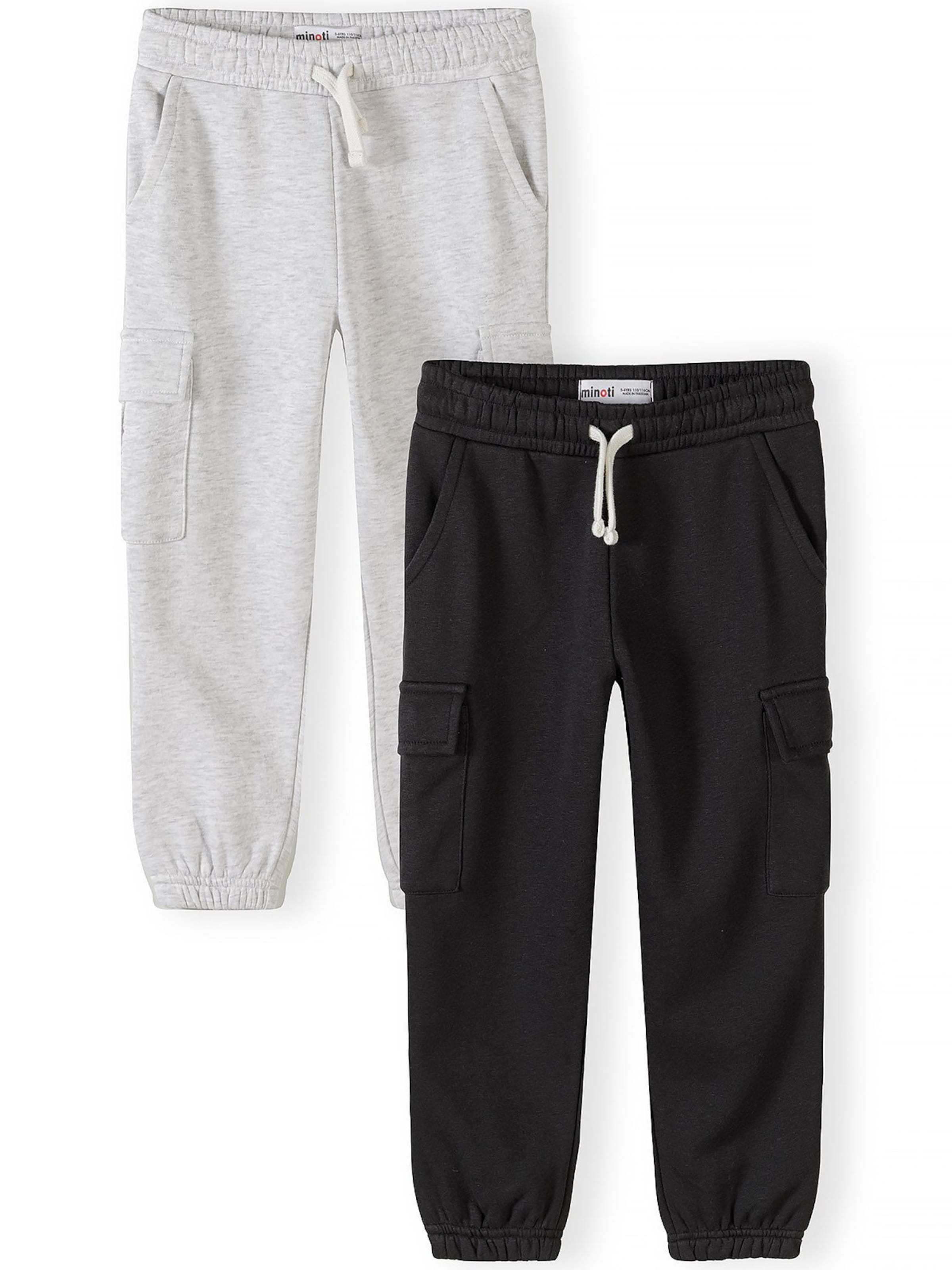 MINOTI Pantalon en 98-104/Regular en gris clair / noir, Vue avec produit
