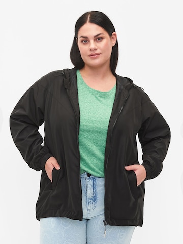 Zizzi Between-Season Jacket in Black: front