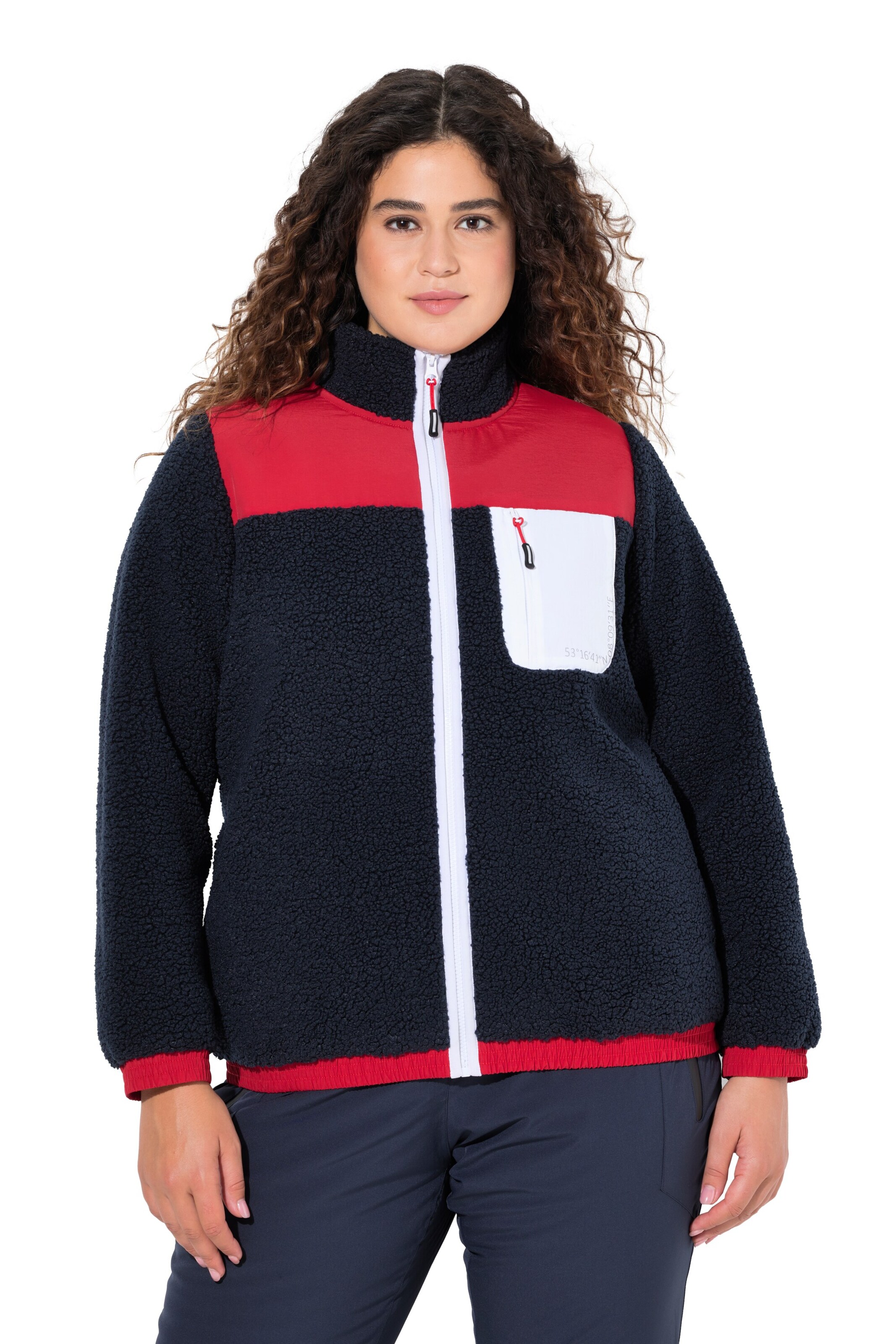 Ulla Popken Sweatvest in Blauw: voorkant