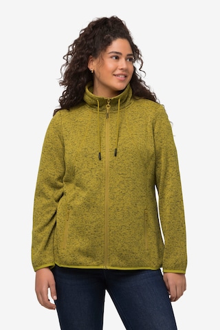 Ulla Popken Zip-Up Hoodie in Yellow: front