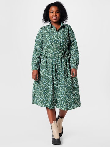 ONLY Carmakoma Košilové šaty 'Ferni' – zelená: přední strana