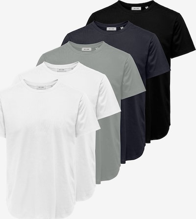 Only & Sons Majica 'ONSJEFF' veličine S u kameno siva / svijetlosiva / crna / bijela, Pregled proizvoda