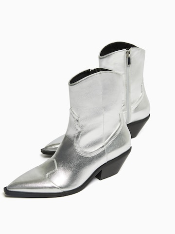 Bershka Ankle Boots in Silver