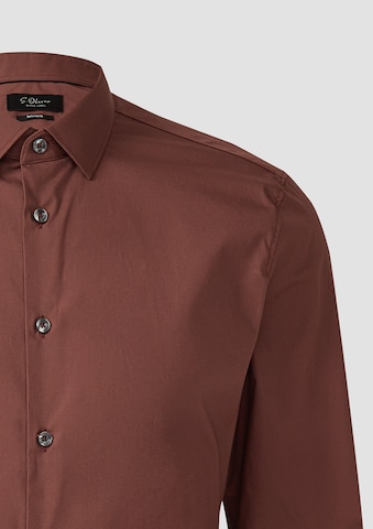 s.Oliver BLACK LABEL Slim fit Zakelijk overhemd in Bruin