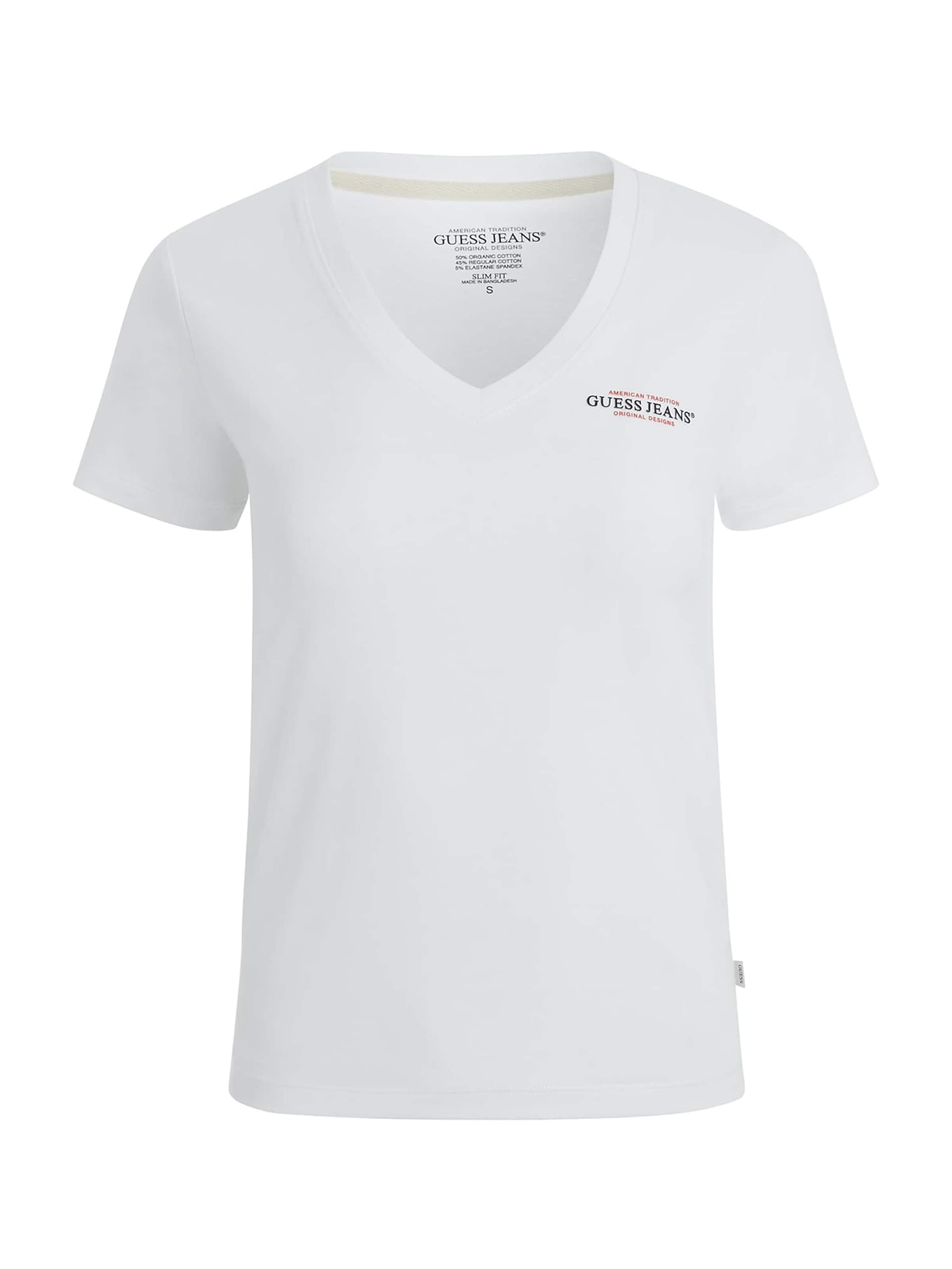 Tricou de la GUESS JEANS pe alb: față