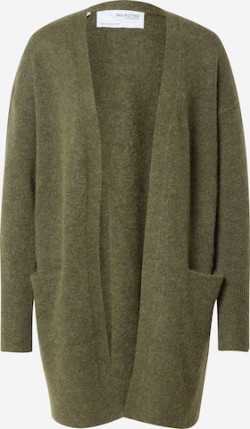 Cardigan 'Lulu' SELECTED FEMME en vert : devant